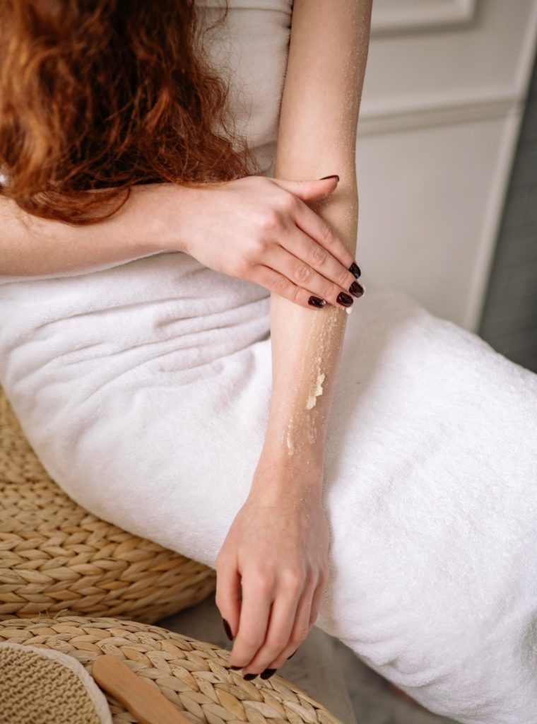 Gentle body exfoliation with a scrub
